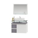 Ver imagem 3 de Conjunto para Banheiro Gabinete com Cuba e Espelheira 60cm Diamante Branco/Rovere