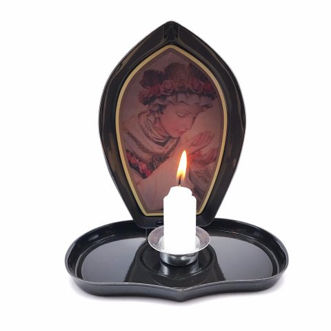 Porta Vela de Metal Nossa Senhora de La Salette Luz Divina FORNECEDOR 12 31201SALETTE