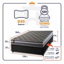 Ver imagem 2 de Conjunto Box Baú Casal Miami Preto 138x188x69 Espuma D33