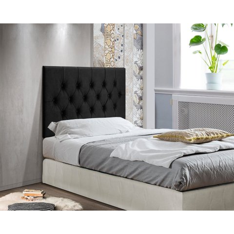 Cabeceira Painel Cama Box Solteiro 90 Cm Capitonê Suspensa - Preto Suede