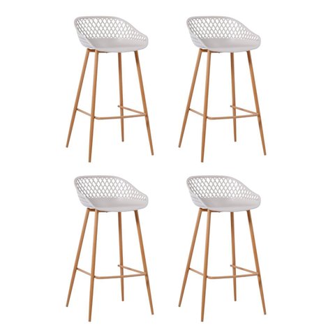 Kit 4 Banquetas Alta Polipropileno e Aço Mônaco Espresso Móveis Branco/Nude