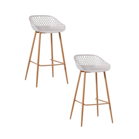 Kit 2 Banquetas Alta Polipropileno e Aço Mônaco Espresso Móveis Branco/Nude