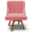 Ver imagem 7 de Kit 6 Cadeiras Decorativas Sala de Jantar Base Giratória de Madeira Firenze Suede Rosê/Natural G19 -