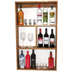 Adega Rústica Multiúso de Parede 4 Repartições Madeira Pinus - 1