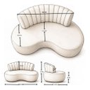 Ver imagem 7 de Sofá Orgânico Curvo Luxo Mavie 160cm Sala Bouclê Bege Bege Liso