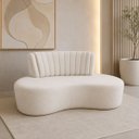 Ver imagem 1 de Sofá Orgânico Curvo Luxo Mavie 160cm Sala Bouclê Bege Bege Liso