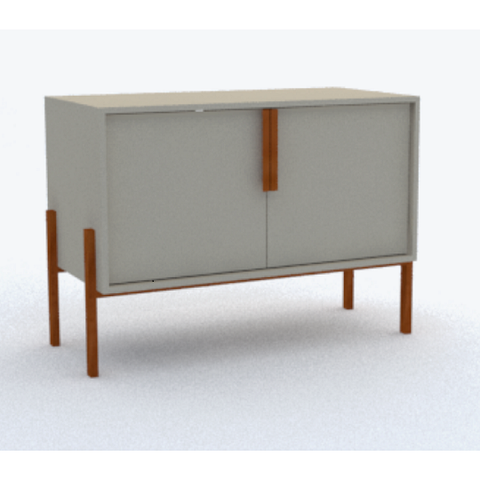 Rack LOFT pequeno fechado MDF Nude e Madeira 93x67x44 Donna 0102RPF02