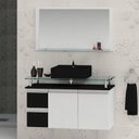Ver imagem 1 de Conjunto para Banheiro Gabinete com Cuba e Espelheira 80cm Diamante Branco/Preto