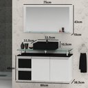 Ver imagem 3 de Conjunto para Banheiro Gabinete com Cuba e Espelheira 80cm Diamante Branco/Preto