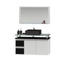 Ver imagem 2 de Conjunto para Banheiro Gabinete com Cuba e Espelheira 80cm Diamante Branco/Preto