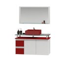 Ver imagem 3 de Conjunto para Banheiro Gabinete com Cuba e Espelheira 80cm Diamante Branco/Vinho