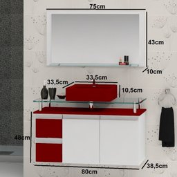 Conjunto para Banheiro Gabinete com Cuba e Espelheira 80cm Diamante - 2