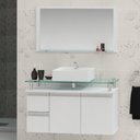 Ver imagem 1 de Conjunto para Banheiro Gabinete com Cuba e Espelheira 80cm Diamante Branco