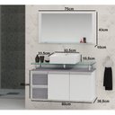 Ver imagem 2 de Conjunto para Banheiro Gabinete com Cuba e Espelheira 80cm Diamante Branco/Rovere