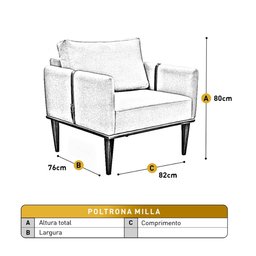 Poltrona Milla Luxo Base em Madeira Maciça Castellar Móbile - 4