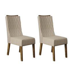 Conjunto 2 Cadeiras Amélia Tronco Ripado/suede Nude - Pr Móveis - 1