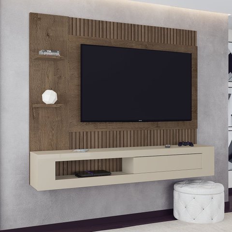 Home Ripado para Tv até 65 Polegadas 183 X 109 Cm Estoril Mocaccino Off White - Clicklar