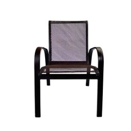 Kit 2 Poltrona Cadeira Premium Piscina em Aluminio Tela Sling Marrom - 3