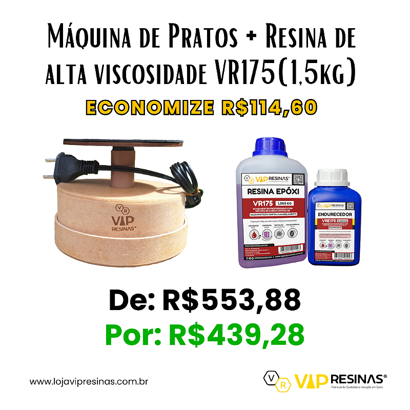 Kit Máquina de Pratos + Resina Vr175 Alta Viscosidade 1,5kg - 2