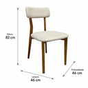 Ver imagem 3 de Conjunto 2 Cadeiras de Jantar Encosto Curvo Madeira Estofada Linho Sala:Linho Bege