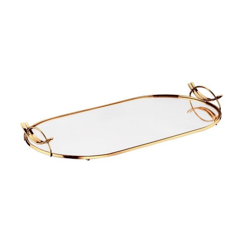 Bandeja Hara Naia Base Espelhada 37 X 21,5 X 5 Cm:ouro