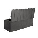 Ver imagem 2 de Calçadeira Baú Recamier Solteiro 100CM Alanis Suede Cinza Escuro - D A DECOR