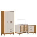 Ver imagem 1 de Quarto de Bebê Flip com Cômoda Gaveteiro Areia Acetinado Savana - Reller
