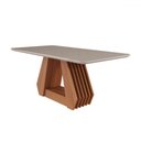 Ver imagem 1 de Mesa de Madeira Agata 180 Cm com Vidro Ripado Cinamomo/off White - Cimol