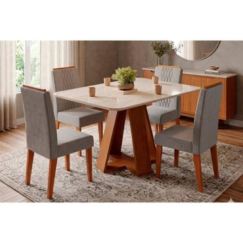 Mesa Sala Jantar Celeste + 4 Cadeiras Lia Freijo DJ Móveis