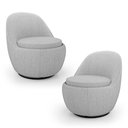 Ver imagem 1 de Kit 02 Poltronas Orgânicas Living Memphis Base Giratória Linho Cinza Claro - Abmaza