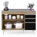 Ver imagem 3 de Balcão Gabinete com Pia Inox 120cm Michigan Castanho/preto - Lumil Lumil Móveis