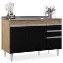 Ver imagem 7 de Balcão Gabinete com Pia Inox 120cm Michigan Castanho/preto - Lumil Lumil Móveis