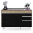 Ver imagem 6 de Balcão Gabinete com Pia Inox 120cm Michigan Castanho/preto - Lumil Lumil Móveis