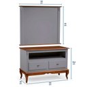 Ver imagem 4 de Rack com Painel para Sala 120cm Pés Luis Xv 2 Gavetas e Nicho Linz Móveis - Cinza/imbuia Glazer