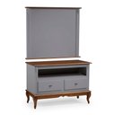 Ver imagem 1 de Rack com Painel para Sala 120cm Pés Luis Xv 2 Gavetas e Nicho Linz Móveis - Cinza/imbuia Glazer