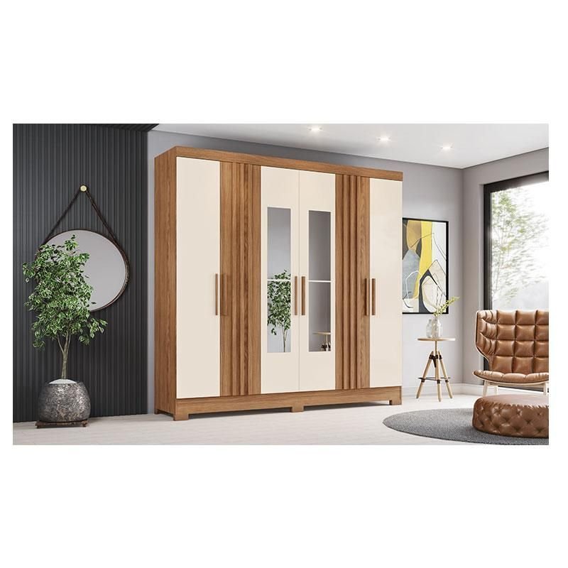 Guarda Roupa Casal B367 Nature Off White Henn com Espelho - Briz