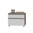 Ver imagem 2 de Gabinete para Banheiro com Rodízio 60cm 2 Gavetas Safira Inferior Marrom/Branco