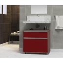 Ver imagem 1 de Gabinete para Banheiro com Rodízio 60cm 2 Gavetas Safira Inferior Marrom/Vinho