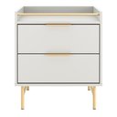 Ver imagem 3 de Mesa de Cabeceira com 2 Gavetas Yves 53 Cm Off White Fosco com Dourado