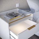 Ver imagem 2 de Mesa de Cabeceira com 2 Gavetas Yves 53 Cm Off White Fosco com Dourado