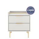 Ver mais imagens de Mesa de Cabeceira com 2 Gavetas Yves 53 Cm Off White Fosco com Dourado
