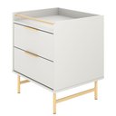 Ver imagem 4 de Mesa de Cabeceira com 2 Gavetas Yves 53 Cm Off White Fosco com Dourado