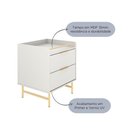Ver imagem 5 de Mesa de Cabeceira com 2 Gavetas Yves 53 Cm Off White Fosco com Dourado