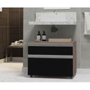 Ver imagem 1 de Gabinete para Banheiro com Rodízio 80cm 2 Gavetas Safira Inferior Marrom/Preto