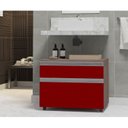 Ver imagem 1 de Gabinete para Banheiro com Rodízio 80cm 2 Gavetas Safira Inferior Marrom/Vinho