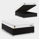 Ver imagem 1 de Cama Box Baú Viúva Preto + Colchão Life D33 Pillow Top 61x128x188cm Branco - e-Shop Casa