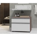 Ver imagem 1 de Gabinete para Banheiro com Rodízio 80cm 2 Gavetas Safira Inferior Marrom/Branco