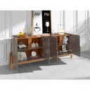 Ver imagem 4 de Aparador Buffet Lizz 4 Portas e Adega 1,90 Cinza Perola/cedro