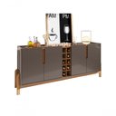 Ver imagem 6 de Aparador Buffet Lizz 4 Portas e Adega 1,90 Cinza Perola/cedro