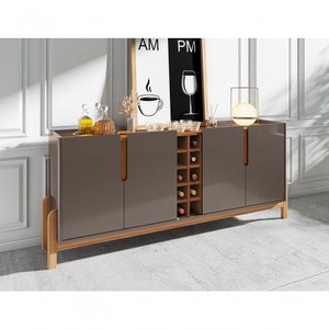 Aparador Buffet Lizz 4 Portas e Adega 1,90 Cinza Perola/cedro